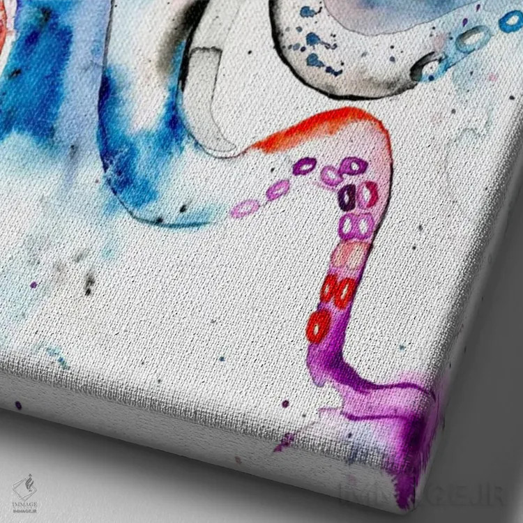 تابلو دکوراتیو اختاپوس اثر لیزا وایت هاوس - نمای نزدیک بافت بوم