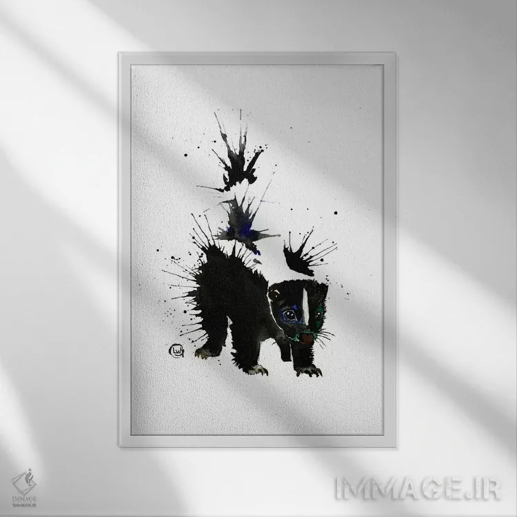 تابلو دکوراتیو لکه جوهر اثر لیزا وایت هاوس - نمای قابدار سفید