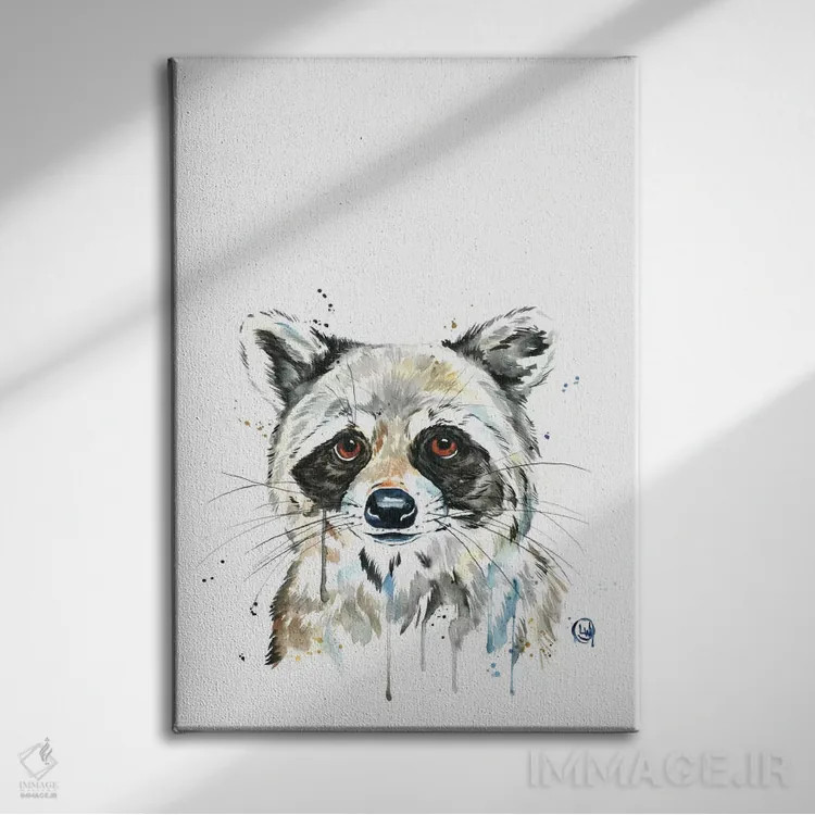 تابلو دکوراتیو راکون پیکابو اثر لیزا وایت هاوس - نمای روبهرو روی دیوار