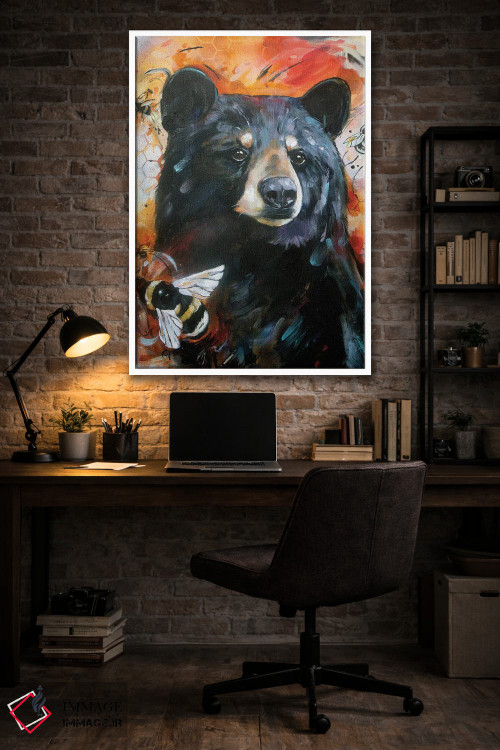 تابلو دکوراتیو خرس و زنبورها اثر لیزا وایت هاوس - D4W