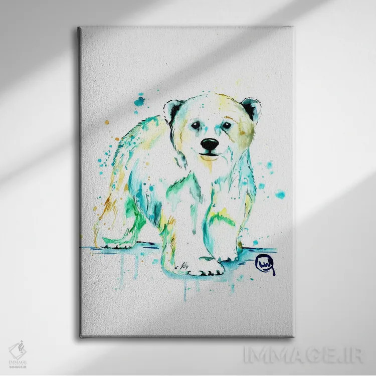 تابلو دکوراتیو خرس قطبی بچه اثر لیزا وایت هاوس - نمای روبهرو روی دیوار