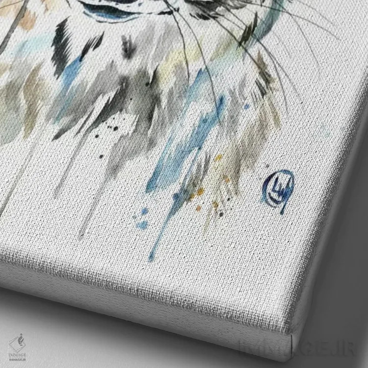 تابلو دکوراتیو راکون پیکابو اثر لیزا وایت هاوس - نمای نزدیک بافت بوم