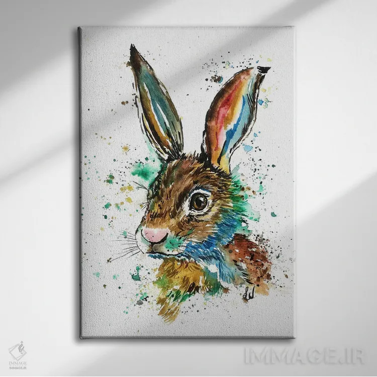 تابلو دکوراتیو خرگوش واقعی اثر لیزا وایت هاوس - نمای روبهرو روی دیوار