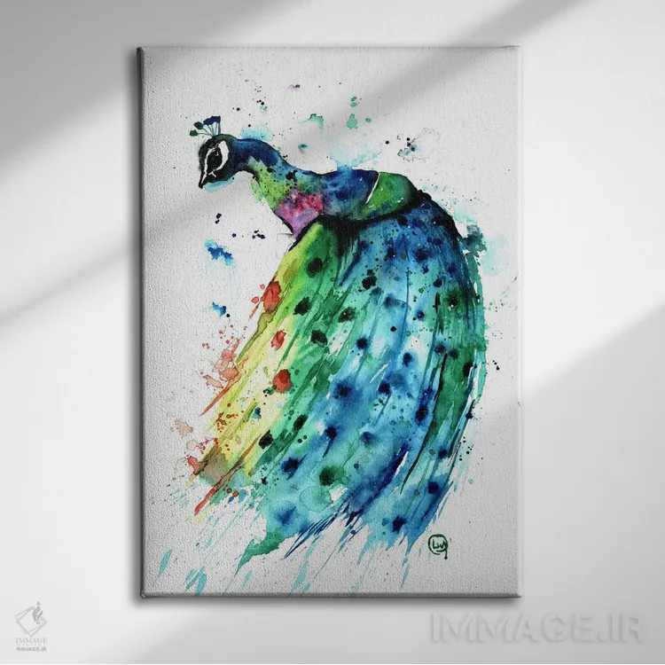 تابلو دکوراتیو طاووس مغرور اثر لیزا وایت هاوس - نمای روبهرو روی دیوار