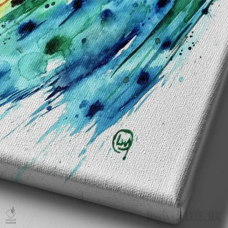 تابلو دکوراتیو طاووس مغرور اثر لیزا وایت هاوس - نمای نزدیک بافت بوم