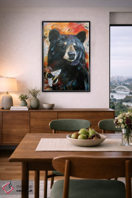 تابلو دکوراتیو خرس و زنبورها اثر لیزا وایت هاوس - D6B