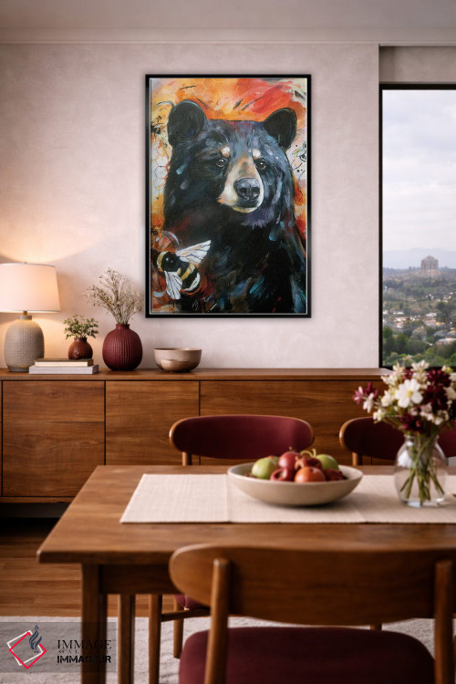 تابلو دکوراتیو خرس و زنبورها اثر لیزا وایت هاوس - D5B