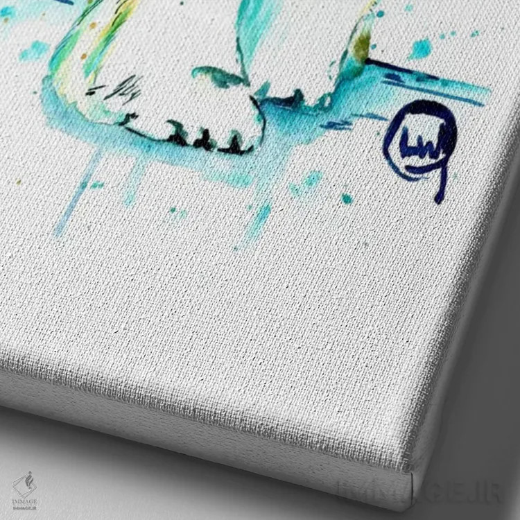 تابلو دکوراتیو خرس قطبی بچه اثر لیزا وایت هاوس - نمای نزدیک بافت بوم