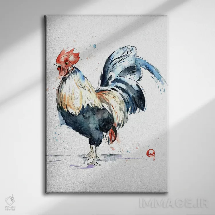 تابلو دکوراتیو خروس اثر لیزا وایت هاوس - نمای روبهرو روی دیوار