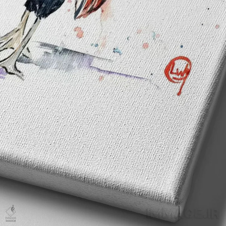 تابلو دکوراتیو خروس اثر لیزا وایت هاوس - نمای نزدیک بافت بوم