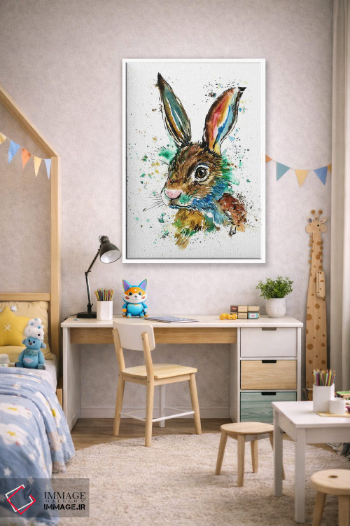 تابلو دکوراتیو خرگوش واقعی اثر لیزا وایت هاوس - D1W