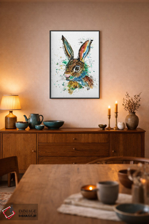 تابلو دکوراتیو خرگوش واقعی اثر لیزا وایت هاوس - D6B