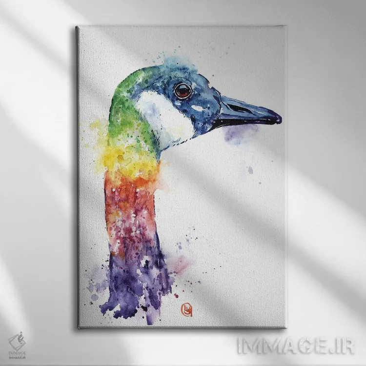 تابلو دکوراتیو غاز رنگارنگ کانادایی اثر لیزا وایت هاوس - نمای روبهرو روی دیوار