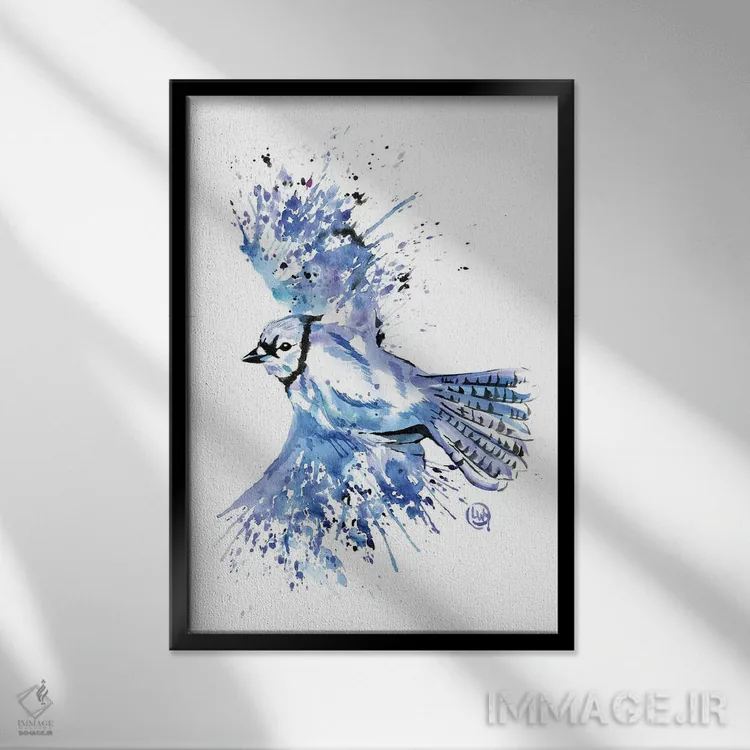 تابلو دکوراتیو آبی زیبا اثر لیزا وایت هاوس - نمای قابدار مشکی