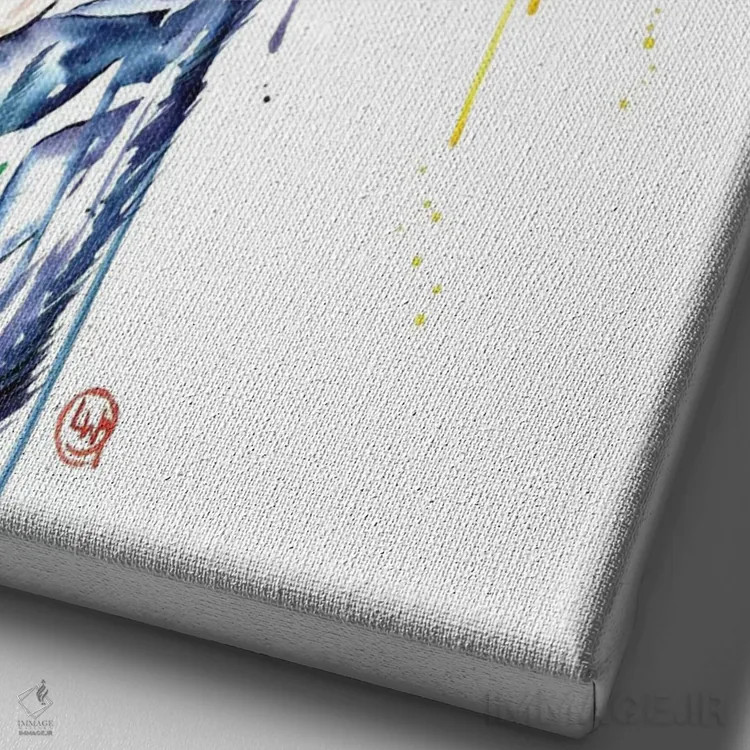 تابلو دکوراتیو زرافه کنجکاو اثر لیزا وایت هاوس - نمای نزدیک بافت بوم