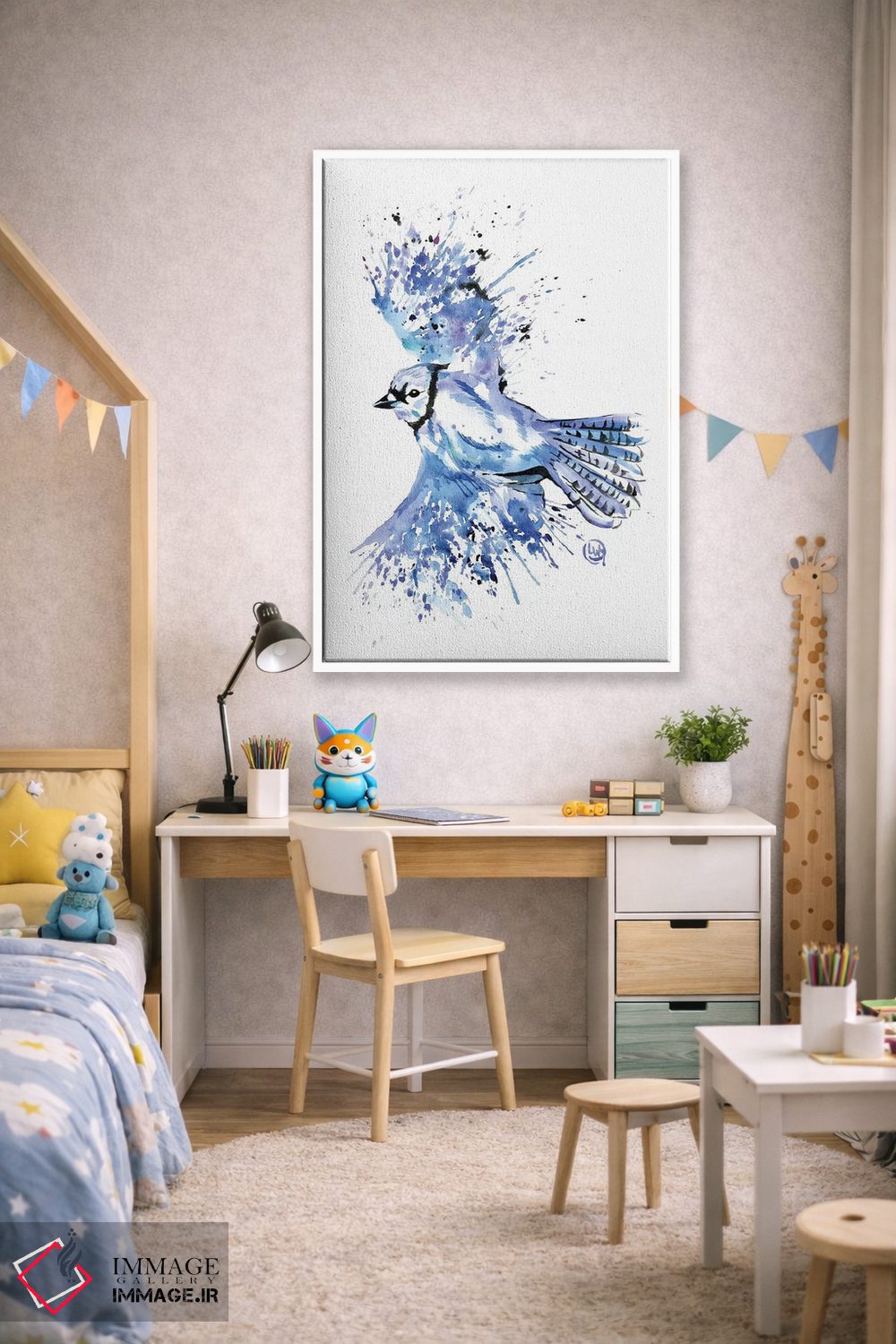 تابلو دکوراتیو آبی زیبا اثر لیزا وایت هاوس - D1W