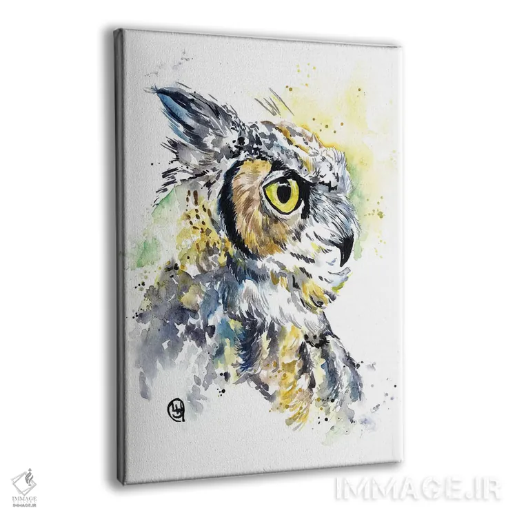 تابلو دکوراتیو جغد شاخدار اثر لیزا وایت هاوس - نمای پرسپکتیو محصول