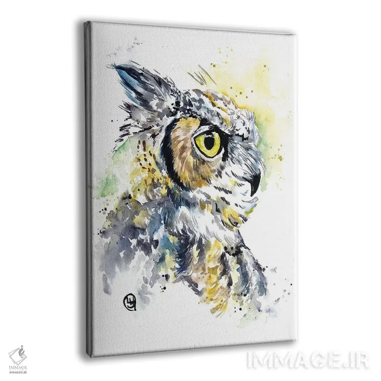 تابلو دکوراتیو جغد شاخدار اثر لیزا وایت هاوس - نمای پرسپکتیو محصول