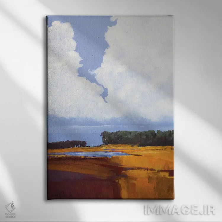 تابلو دکوراتیو آسمان و ابرها اثر لاورنس لی - نمای روبهرو روی دیوار