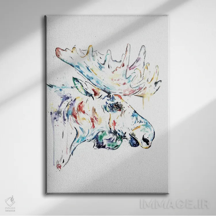 تابلو دکوراتیو گوزن شمالی اثر لیزا وایت هاوس - نمای روبهرو روی دیوار