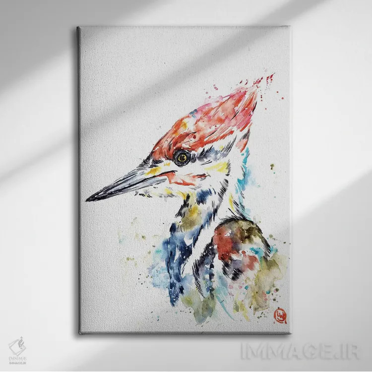 تابلو دکوراتیو دارکوب اثر لیزا وایت هاوس - نمای روبهرو روی دیوار