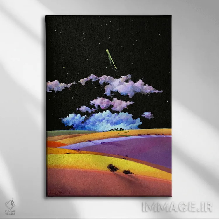 تابلو انتزاعی هملت و پیام آور اثر لاورنس لی - نمای روبهرو روی دیوار