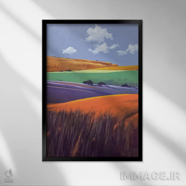 تابلو دکوراتیو جنوب کوه بزرگ آب نباتی اثر لاورنس لی - نمای قابدار مشکی