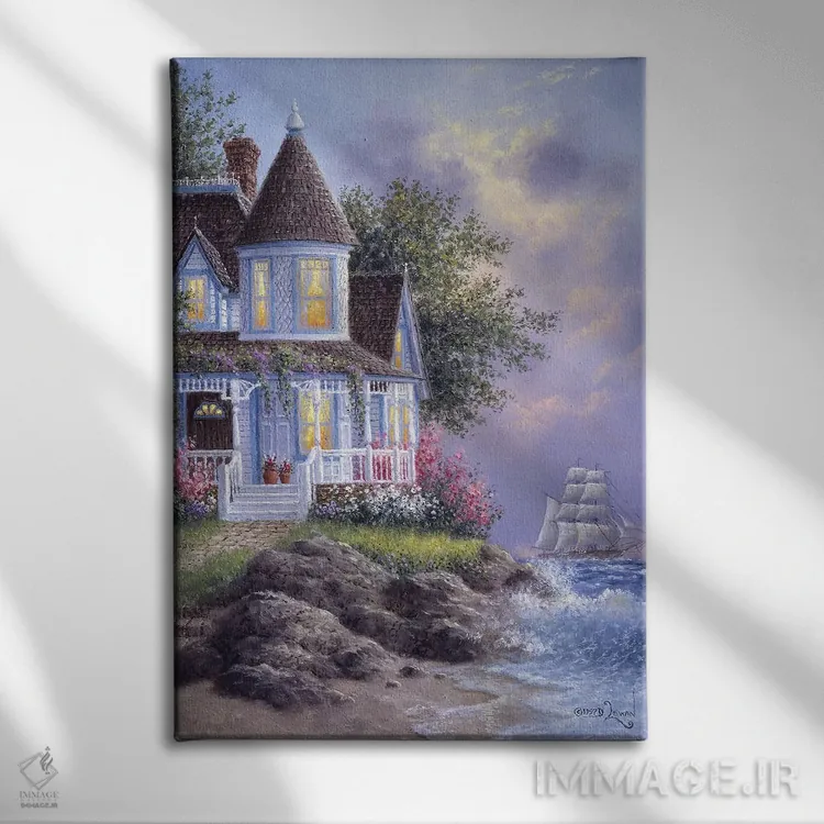 تابلو دکوراتیو ویکتوریایی کنار دریا اثر دنیس لوان - نمای روبهرو روی دیوار