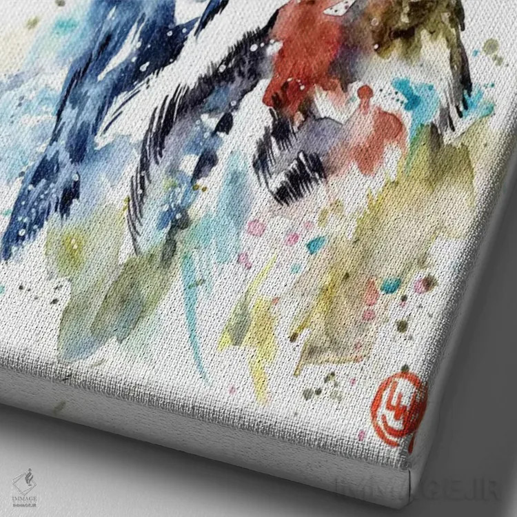 تابلو دکوراتیو دارکوب اثر لیزا وایت هاوس - نمای نزدیک بافت بوم