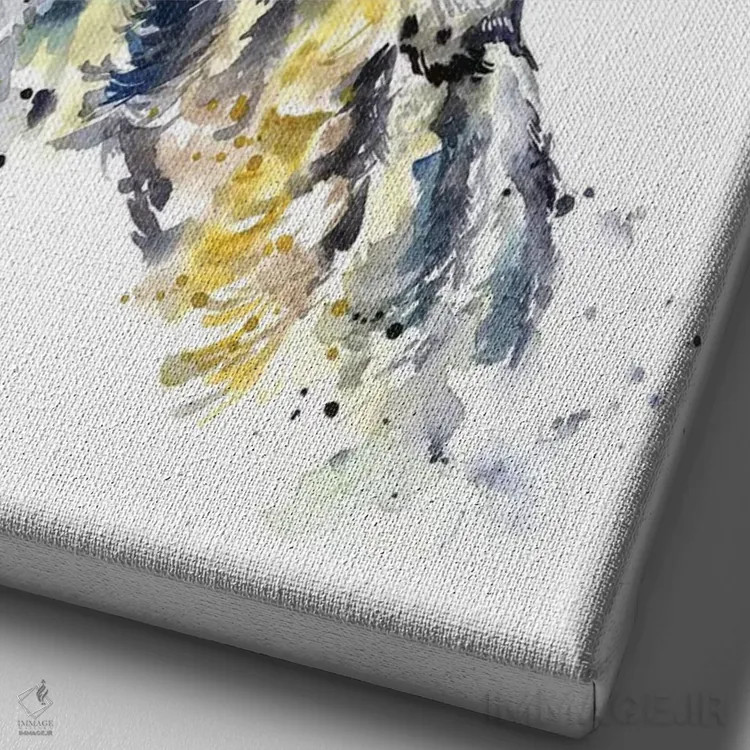 تابلو دکوراتیو جغد شاخدار اثر لیزا وایت هاوس - نمای نزدیک بافت بوم