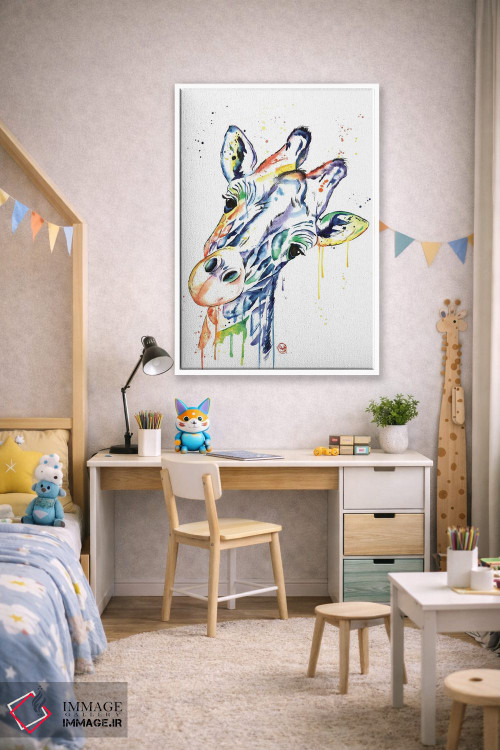 تابلو دکوراتیو زرافه کنجکاو اثر لیزا وایت هاوس - D1W