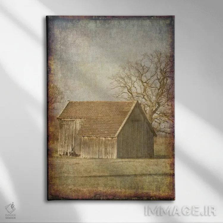 تابلو مدرن منظره مزرعه قدیمی ۱ اثر شلند لوئیس - نمای روبهرو روی دیوار