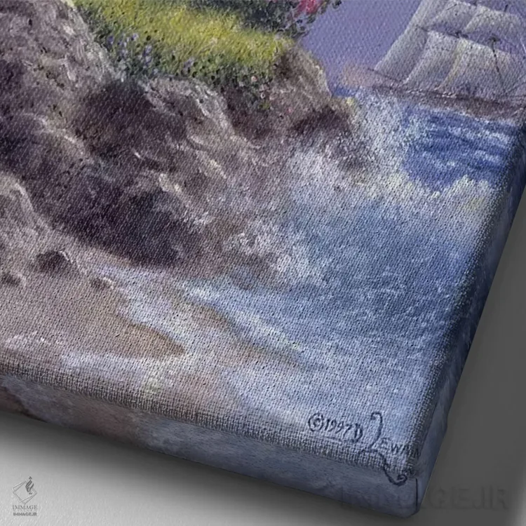 تابلو دکوراتیو ویکتوریایی کنار دریا اثر دنیس لوان - نمای نزدیک بافت بوم