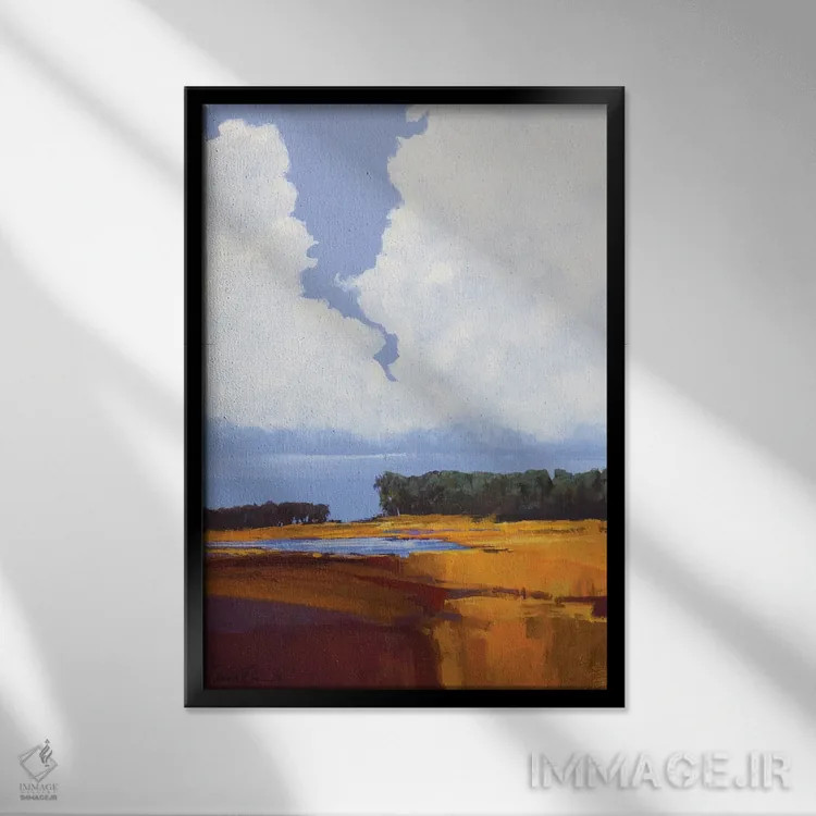 تابلو دکوراتیو آسمان و ابرها اثر لاورنس لی - نمای قابدار مشکی