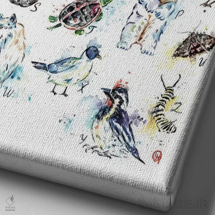 تابلو دکوراتیو الفبای کانادایی اثر لیزا وایت هاوس - نمای نزدیک بافت بوم