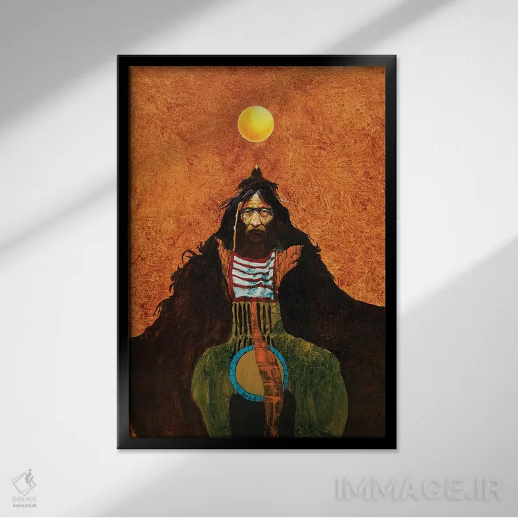 تابلو دکوراتیو کلاغ خورشیدی اثر لاورنس لی - نمای قابدار مشکی