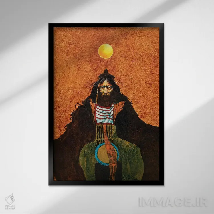 تابلو دکوراتیو کلاغ خورشیدی اثر لاورنس لی - نمای قابدار مشکی