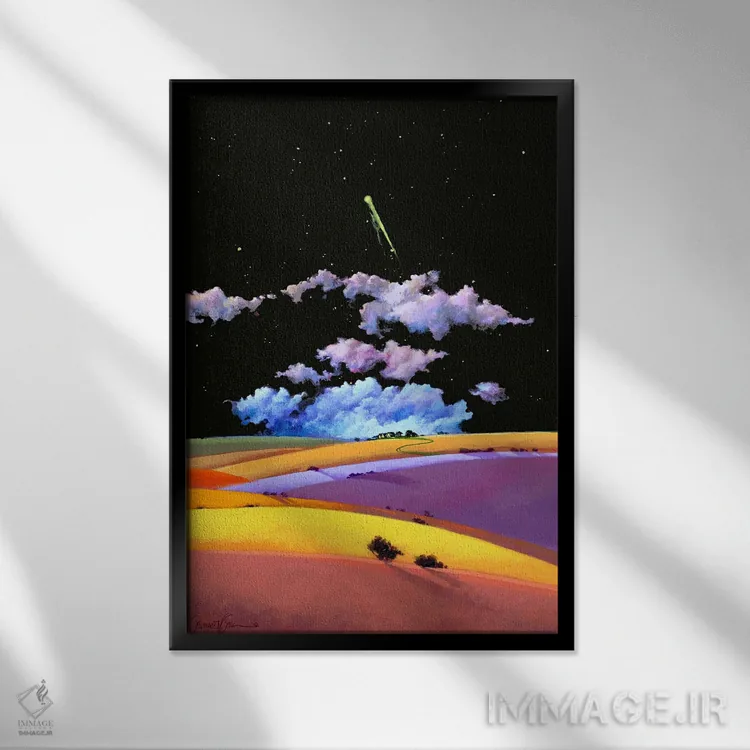 تابلو انتزاعی هملت و پیام آور اثر لاورنس لی - نمای قابدار مشکی