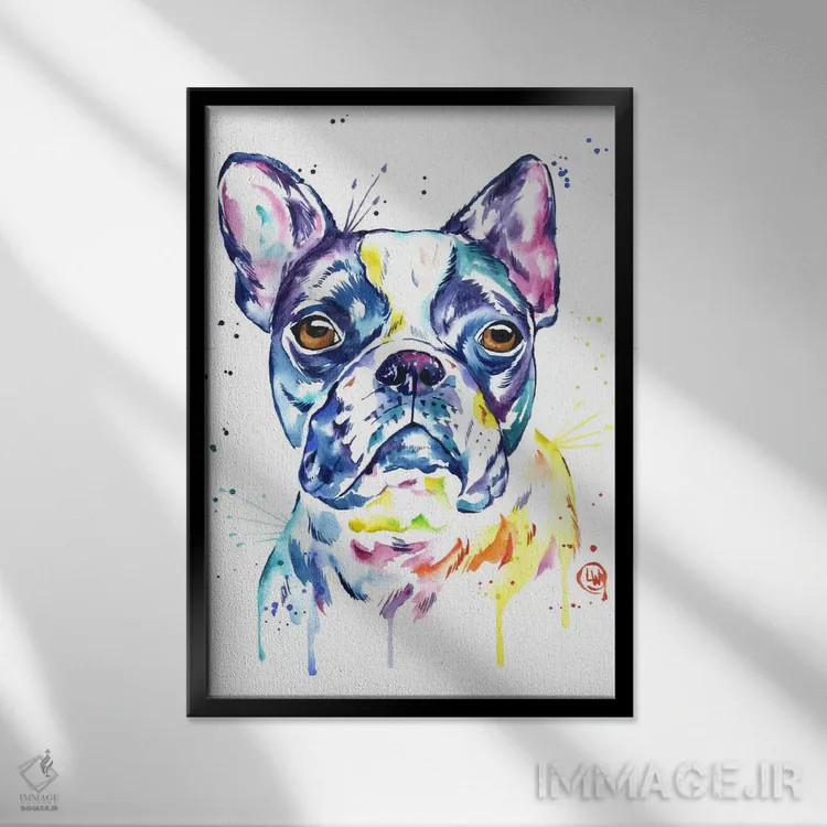 تابلو دکوراتیو بوستون تریر اثر لیزا وایت هاوس - نمای قابدار مشکی