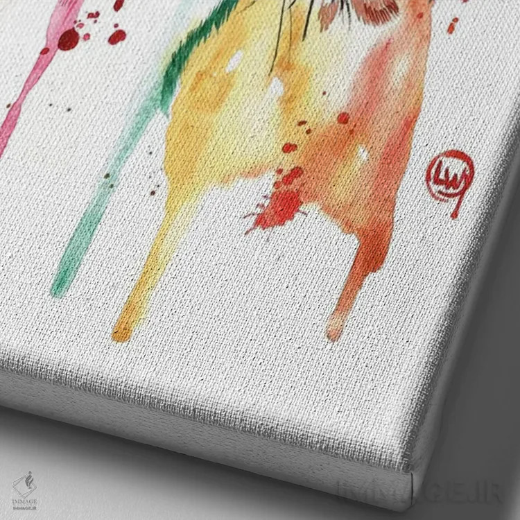 تابلو دکوراتیو روباه خیال انگیز اثر لیزا وایت هاوس - نمای نزدیک بافت بوم