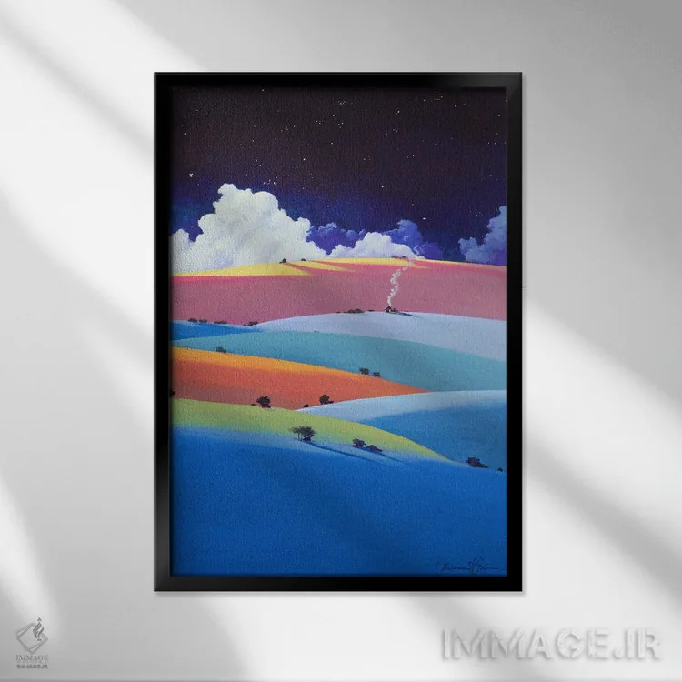 تابلو انتزاعی خانه عجایب اثر لاورنس لی - نمای قابدار مشکی