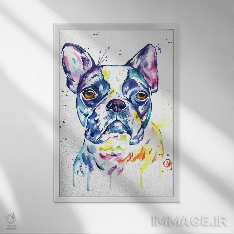 تابلو دکوراتیو بوستون تریر اثر لیزا وایت هاوس - نمای قابدار سفید