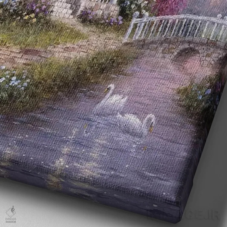 تابلو دکوراتیو کلبه پل سنگی اثر دنیس لوان - نمای نزدیک بافت بوم