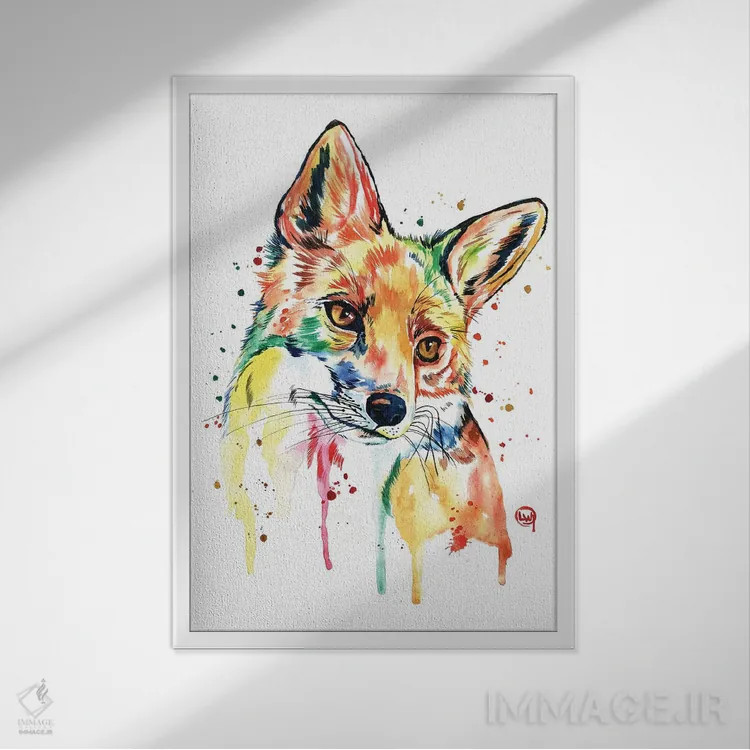 تابلو دکوراتیو روباه خیال انگیز اثر لیزا وایت هاوس - نمای قابدار سفید