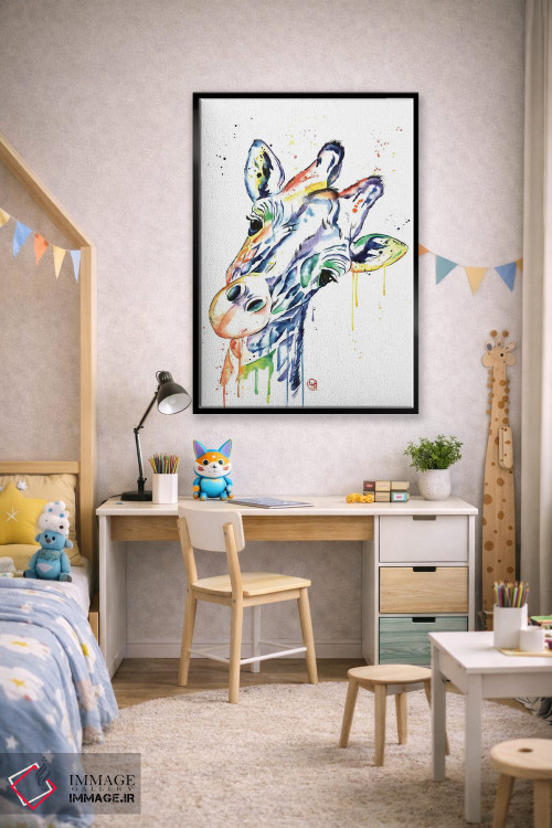 تابلو دکوراتیو زرافه کنجکاو اثر لیزا وایت هاوس - D2B
