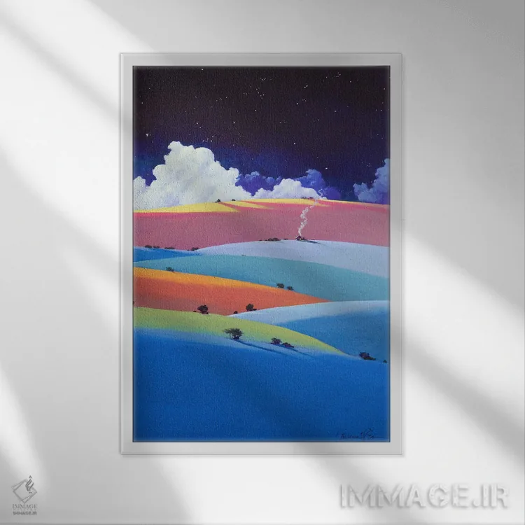 تابلو انتزاعی خانه عجایب اثر لاورنس لی - نمای قابدار سفید