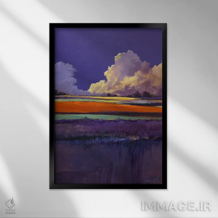 تابلو انتزاعی رنگ های دگرگون اثر لاورنس لی - نمای قابدار مشکی