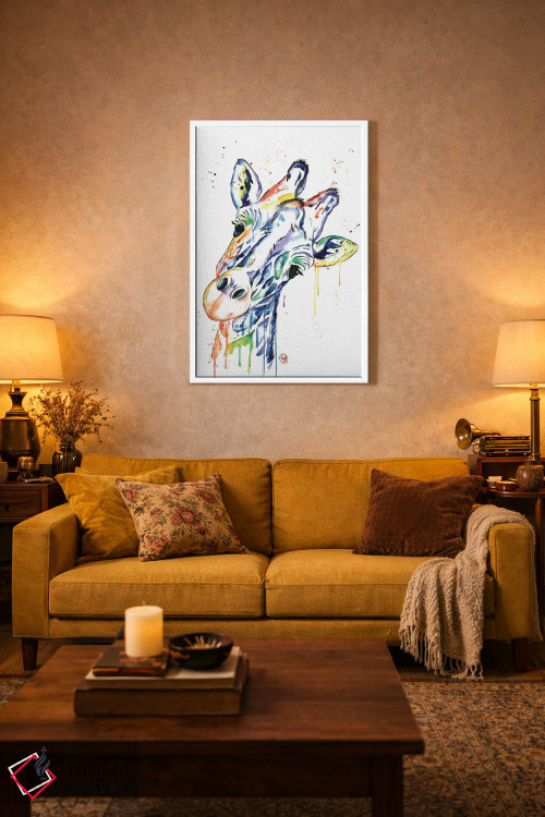 تابلو دکوراتیو زرافه کنجکاو اثر لیزا وایت هاوس - D3W