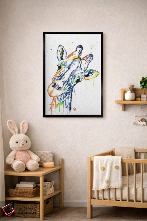 تابلو دکوراتیو زرافه کنجکاو اثر لیزا وایت هاوس - D4B