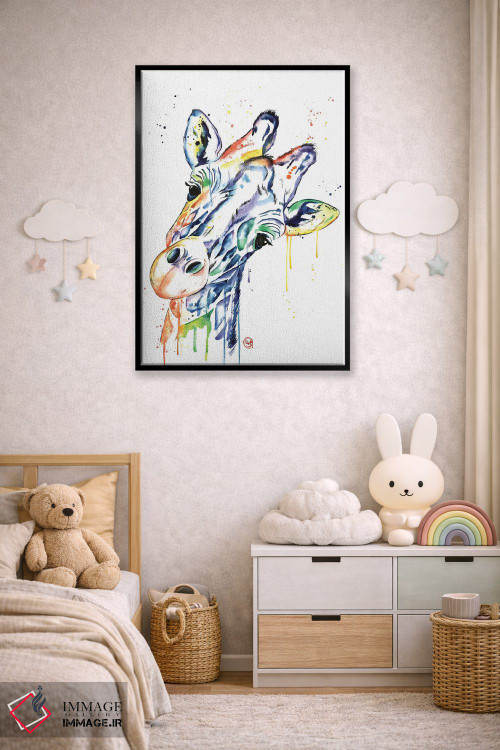 تابلو دکوراتیو زرافه کنجکاو اثر لیزا وایت هاوس - D5B